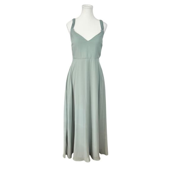 Birdy Grey DEVIN CONVERTIBLE DRESS Women M CHIFFON SAGE BRIDEMAID WEDDING - Picture 1 of 15